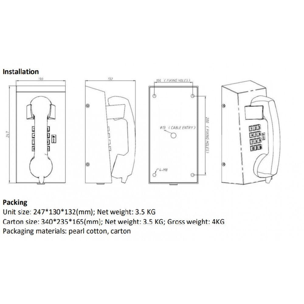 Stainless Steel Wall Phone w/Dialpad | HQ Telecom