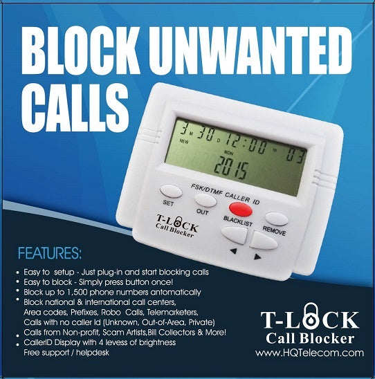 T-Lock Call Blocker | Block 1500 Numbers & Area Codes | HQ Telecom