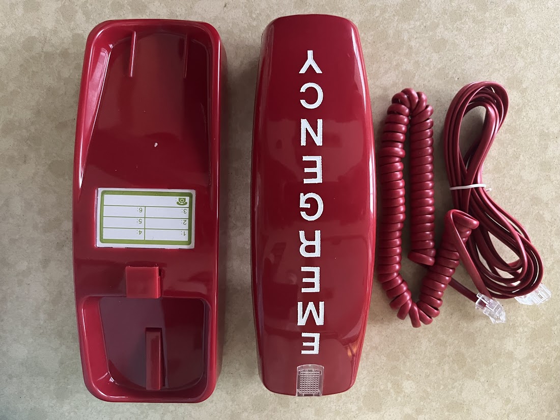 Trim-Style Emergency (Off-Hook Hotline Dialer) Wall/Desk Phone - Red